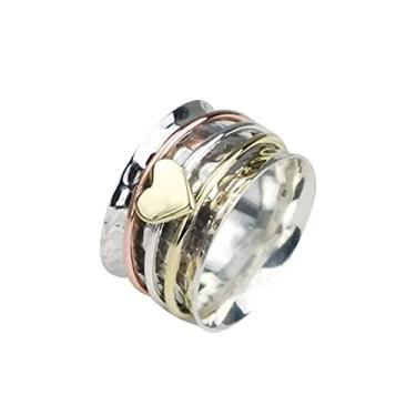 Imagem de Anéis de coração da moda, anel giratório para alívio da ansiedade, design de coração, anéis giradores simples, anéis de anel giratório de amor, anéis de coração, anéis de coração para mulheres, anel de amor, anéis de amor próprio para mulheres