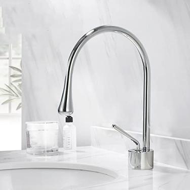 Imagem de Torneira da bacia escovado ouro preto prata torneira deck montado lavatório torneira misturador quente & Torneira de latão frio para banheiro, curto cromado, China