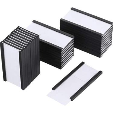 Imagem de Etiquetas com suporte magnético para etiquetas com ímãs, porta-cartões de dados magnéticos com películas protetoras de substituição para cesto de prateleira (2 x 1 polegada, 30)