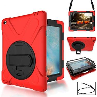 Imagem de Capa ultrafina de proteção de silicone de rotação de 360 graus com suporte e alça de mão e alça longa para iPad Pro 12,9 (2018) (vermelho) capa traseira do tablet (cor: branco)