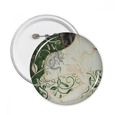 Imagem de Beauty Vine Snake Estilo Chinês Alfinetes Redondos Aquarela Emblema Botão Decoração 5 peças