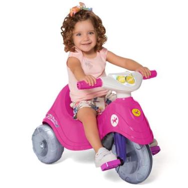 Triciclo Velotrol Motoca Infantil Empurrador Dino Rosa