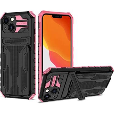 Imagem de RAYESS Capa para iPhone 14 Plus, capa carteira à prova de choque de grau militar com suporte e porta-cartão capa protetora de camada dupla TPU capa protetora de telefone 6,7 polegadas (cor: rosa)