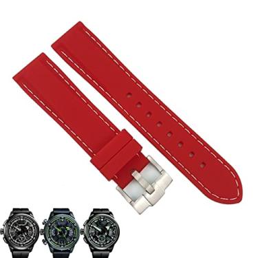 Imagem de HAODEE 19mm 20mm 21mm 22mm pulseira de borracha de silicone para Citizen Seiko SKX Tissot Longines Omega IWC Casio 23mm 24mm Pulseira de relógio esportivo (Cor: vermelho branco, Tamanho: 22mm)