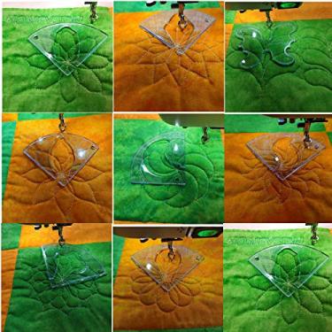 Imagem de HONEYSEW Régua de costura de molde de acolchoamento de movimento livre para a maioria das máquinas de costura doméstica (# 1 + 2, 8 modelos)