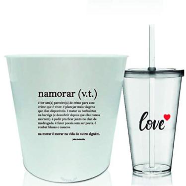 Imagem de Kit Balde de Pipoca e Copo Personalizados - Namorar