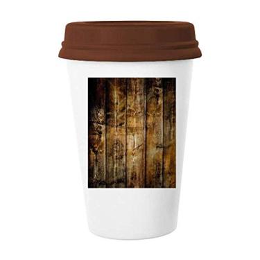 Imagem de Caneca de cerâmica de vidro de vidro de cerâmica envelhecida retrô de madeira preta bronze
