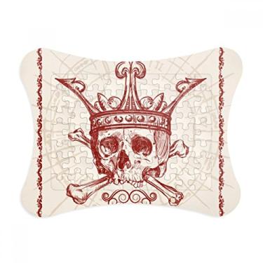 Imagem de Esqueleto Coroa Vermelha Esqueleto Cartão de pôquer Moldura Decoração de Imagem Enfeite de Jogo de Quebra-Cabeça