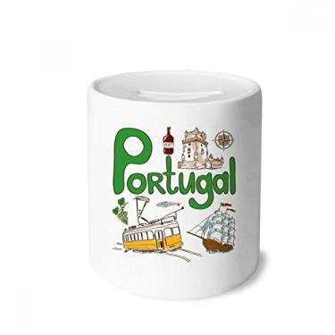 Imagem de DIYthinker Caixa de moedas de cerâmica com símbolo nacional de Portugal, presente de cofrinho