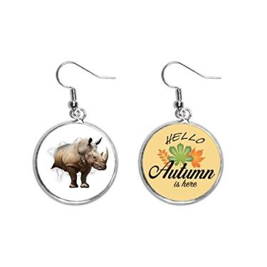 Imagem de Animal Paper Break Shocks Rinoceronte Orelha Pendente Folha Outono Brinco Joia
