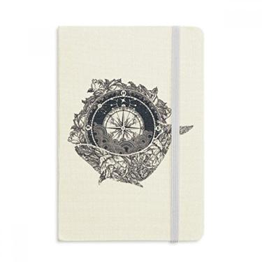 Imagem de Caderno de flores de bússola com estampa de estrelas e arte oficial de tecido rígido diário clássico
