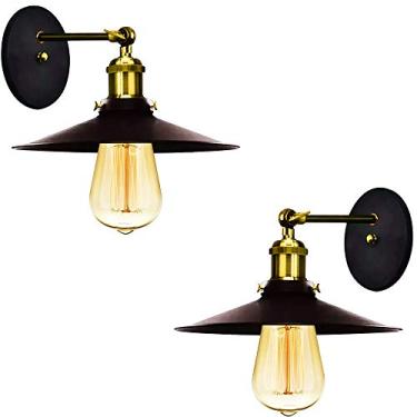 Imagem de Kit 2 Arandelas Industrial Nordic Loft Preto com Dourado