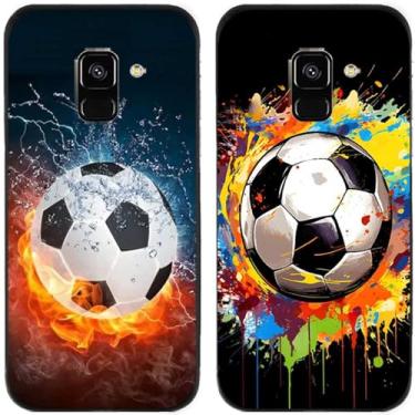 Imagem de 2 peças de capa de telefone traseira de silicone em gel TPU impresso futebol para Samsung Galaxy todas as séries (Galaxy A5 2018 / A8 2018)