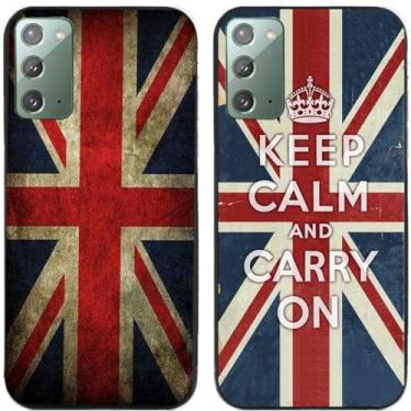 Imagem de 2 peças Keep Calm Carry On Retro Bandeira do Reino Unido impressa TPU gel silicone capa de telefone traseira para Samsung Galaxy (Galaxy Note 20)