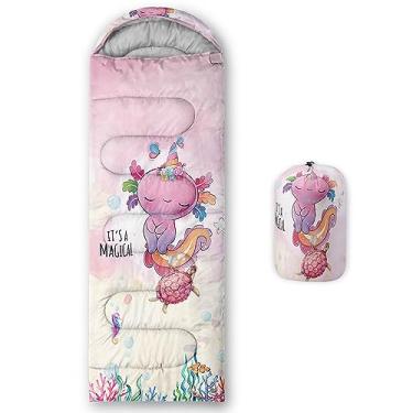 Imagem de CVHOUSE Sacos de dormir de acampamento Kawaii Axolotl para 3 estações, clima quente e frio, leves, à prova d'água para adultos e crianças, viagens e ao ar livre, equipamento de acampamento, 78,7 x 228,6 cm