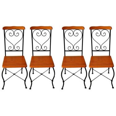 Imagem de Cadeira De Jantar Conjunto Com 4 Estilo Industrial Rustica Ferro E Madeira Artesanal