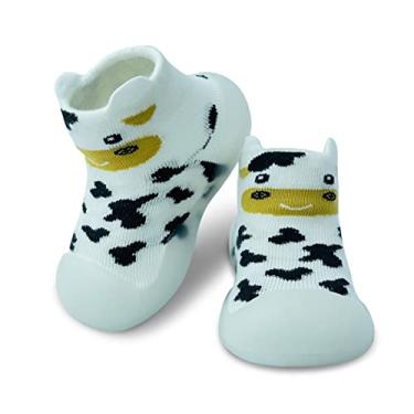 Imagem de Dookeh Sapatos de bebê meninos meninas primeiro caminhada antiderrapante sola macia tênis infantil bebê meia sapatos, A2 - Branco, 18-24 Months Toddler