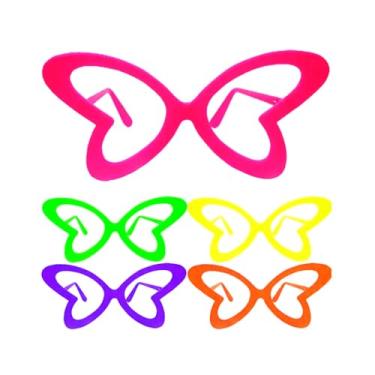 Imagem de kit 10 óculos neon borboleta para festa balada