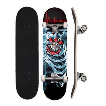 Imagem de Skate Infantil Montado Completo Corinthians Oficial Iniciante Street (Esqueleto)