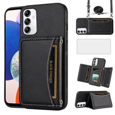 Imagem de Asuwish Capa de telefone para Samsung Galaxy A14/M14 5G Capa carteira com protetor de tela de vidro temperado e suporte para cartão, slot de couro PU, acessórios para celular A 14 4G 14 A 14 M G5