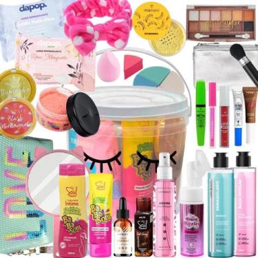 Imagem de Kit Balde De Maquiagem Batom Paleta De Sombras E Skin Care - Nova Aven