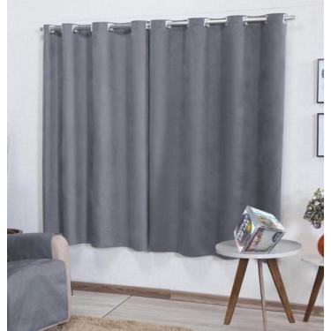Imagem de Cortina Suede 2,70m P/ Varão Até 2m Semi Blackout Cinza - Enxovais Luz