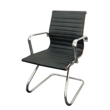 Imagem de Poltrona Eames Esteirinha Fixa Preta Base Cromada - 15122 - Sun House