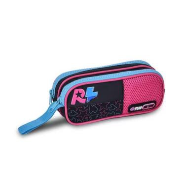 Imagem de Estojo Duplo Rafa e Luiz Compartimento Amplo Juvenil Escolar, Preto