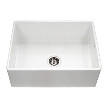 Imagem de HOUZER Pia de cozinha PTS-4100 WH Platus Series Avental frontal Fireclay Single Bowl, 76 cm, branco, 76 cm