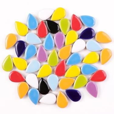 Imagem de Azulejos de mosaico de gota de cerâmica de 200 g, verde, amarelo, azul, vermelho, roxo, branco, preto, pequenos mosaicos de pétalas de chuva, peças de cerâmica para hobbies faça-você-mesmo,