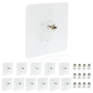 Imagem de Moicstiy 12 ganchos adesivos de suporte de chuveiro, ganchos adesivos fortes com parafusos para prateleiras de banheiro, prateleiras de cozinha, plantas de teto, organizadores de escritório, decoração