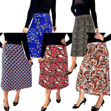 Imagem de Kit 5 Saias Moda Evangélica Tendência Várias Estampas - Felicity