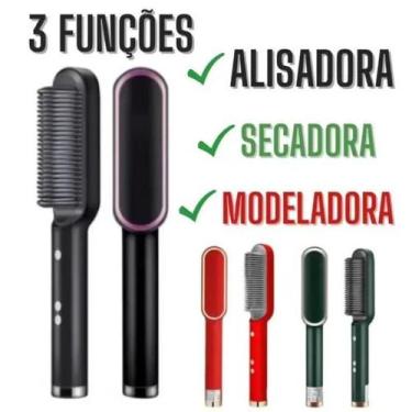 Imagem de Pente Quente Elétrico Magnético Alisa Modela o Cabelo - Escova Secador