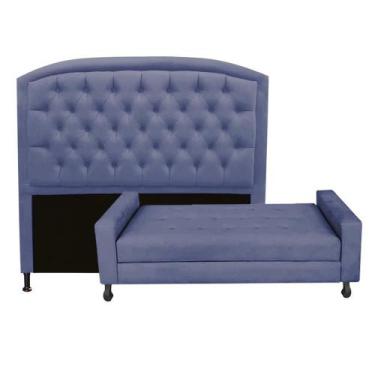 Imagem de Kit Félix com Cabeceira Geovana 1,95 cm King Size Baú Quarto Sala Sued