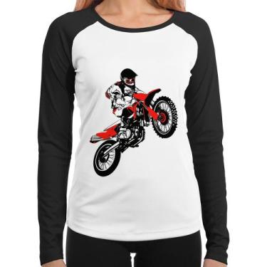Imagem de Baby Look Raglan Motocross Jump Vermelha Manga Longa - Foca na Moda, B