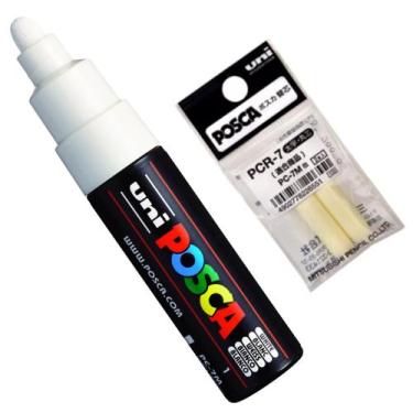 Imagem de Kit Posca PC-7M Branca + Refil - Uni-ball