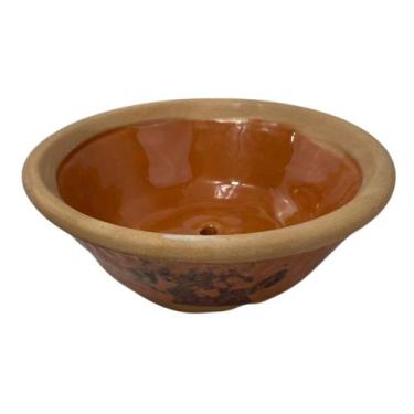 Imagem de Vaso de Cerâmica Redondo Terracota Com Detalhes Marrom Para Bonsais Ca