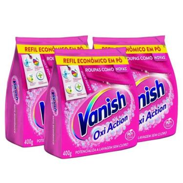 Imagem de Kit 3 Tira Manchas em Pó Oxi Action De Lavagem 400g Atacado - Vanish