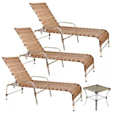 Imagem de 3 Espreguiçadeiras e Mesa para Piscina, Área, Varanda Trama Original, 