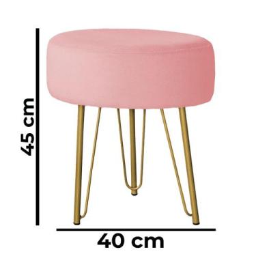 Imagem de Banquinho Tipo Puff Pé de Ferro Dourado - Trendy, Rose