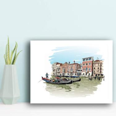 Imagem de Placa Decorativa MDF Veneza Viagem em Gravuras 30x40cm - Quartinhos