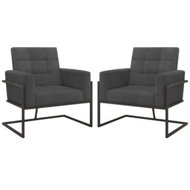 Imagem de kit 2 Poltronas Base de metal para Manicure Sala de Estar Decorativa C