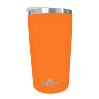 Imagem de Copo Térmico Aço Inox 420ML Laranja p/ Água Cerveja Café - Quente e Fr