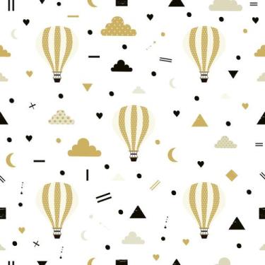 Imagem de Papel De Parede Auto Adesivo Infantil Formas Amarelo Balão Corações Qu