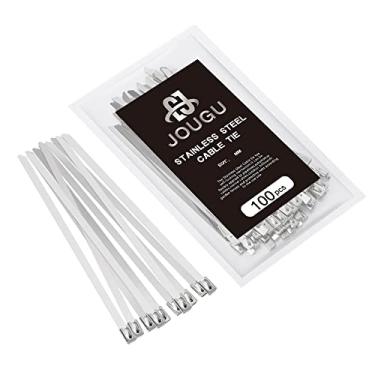 Imagem de JOUGU Abraçadeiras de Metal Zip Braçadeiras de 10" de Aço Inoxidável 316 Cabo de Travamento Grau Marinho 250 Lb 250 Mm 100 Peças Envoltório de Escapamento Resistente Encadernação Multiuso para Máquina