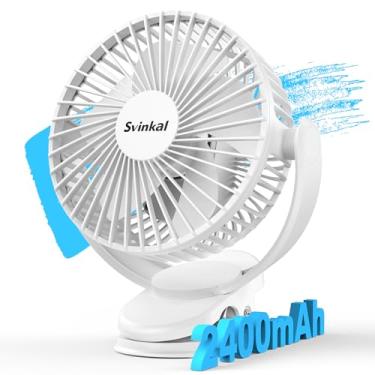Imagem de Svinkal Ventilador pessoal, ventiladores de bateria portátil de 2400 mAh, ventilador de clipe USB silencioso de 6 polegadas, 3 velocidades, ajuste de ângulo de 720°, ventilador de mesa pequeno para