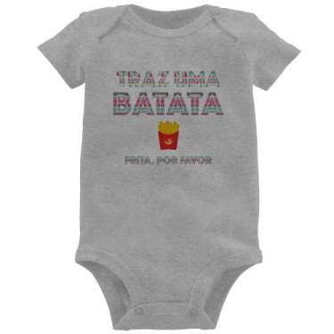 Imagem de Body Bebê Traz uma batata, frita por favor - Foca na Moda, Cinza, G