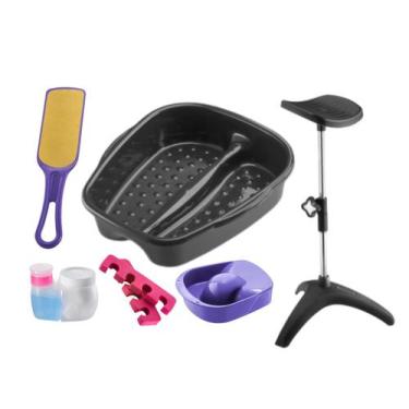 Imagem de Kit Manicure Pedicure Tripé + Tigela mão + Bacia Pés + Lixa + Separado