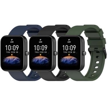 Imagem de QIEMUTER Pacote com 3 pulseiras de silicone de 20 mm compatíveis com Amazfit Bip 3 / Bip 3 Pro/Bip Lite/Bip S/Bip U, pulseiras para relógio Amazfit GTS 4 / GTS 4 Mini/GTS 3 / GTS 2 / GTS 2 mini/GTS,
