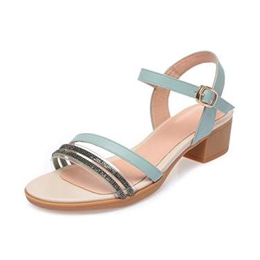 Imagem de Sandálias de verão femininas moda feminina com strass respirável tamanho grande sandálias femininas(Blue,40EU)